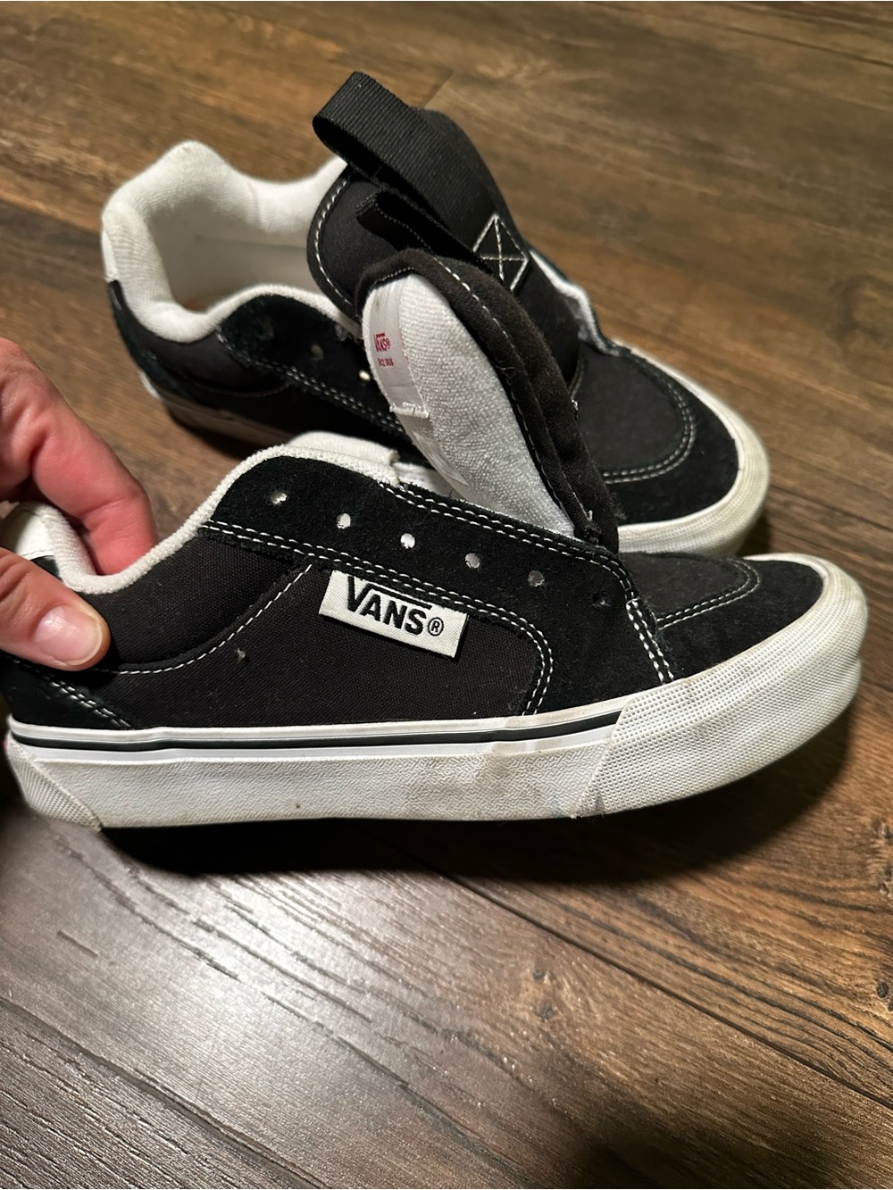 Vans Kids Low Top Black Canvas Skate Sneakers with White Trim